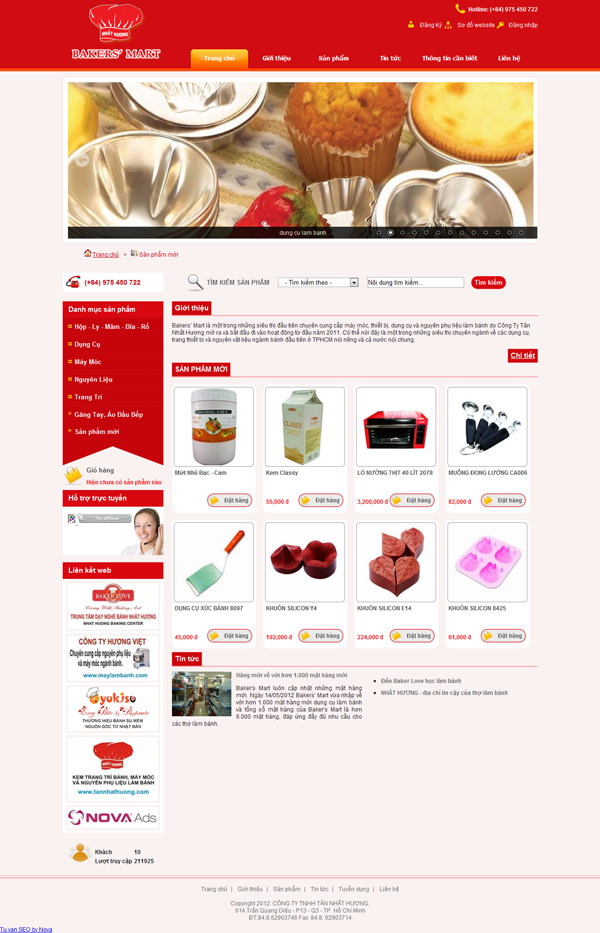 Thiết kế webisite chuyên cung cấp dụng cụ, nguyên liệu làm bánh Tân Nhất Hương