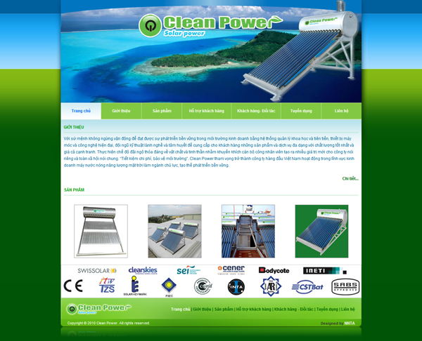 Thiết kế website thiết bị máy nước nóng Cty Clean Power