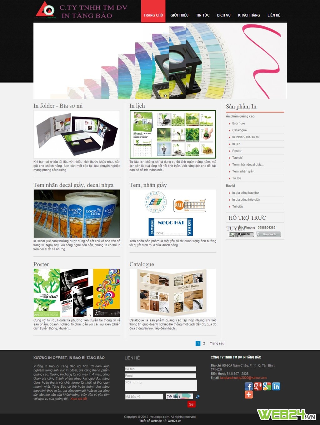 Thiết kế website in ấn công ty in Tăng Bảo