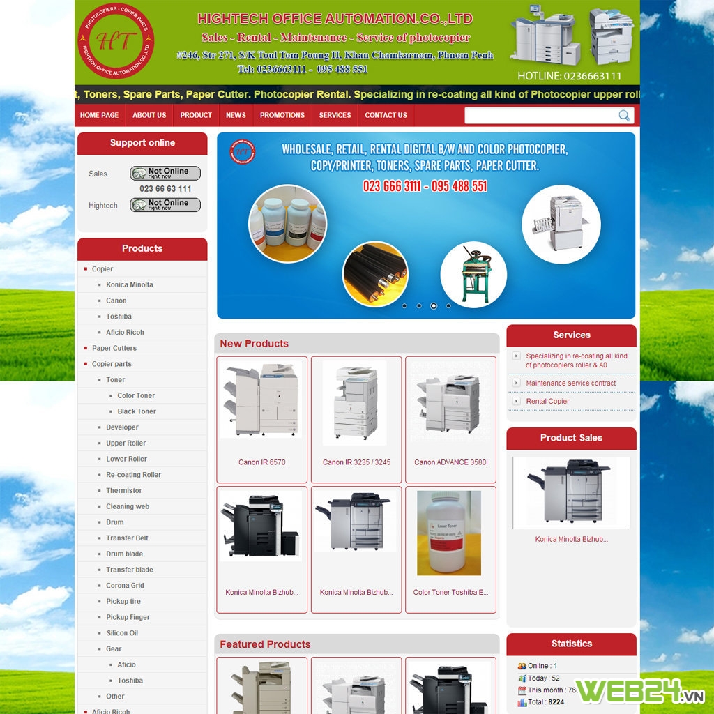 Thiết kế web bán hàng công ty Photocopier HighTech