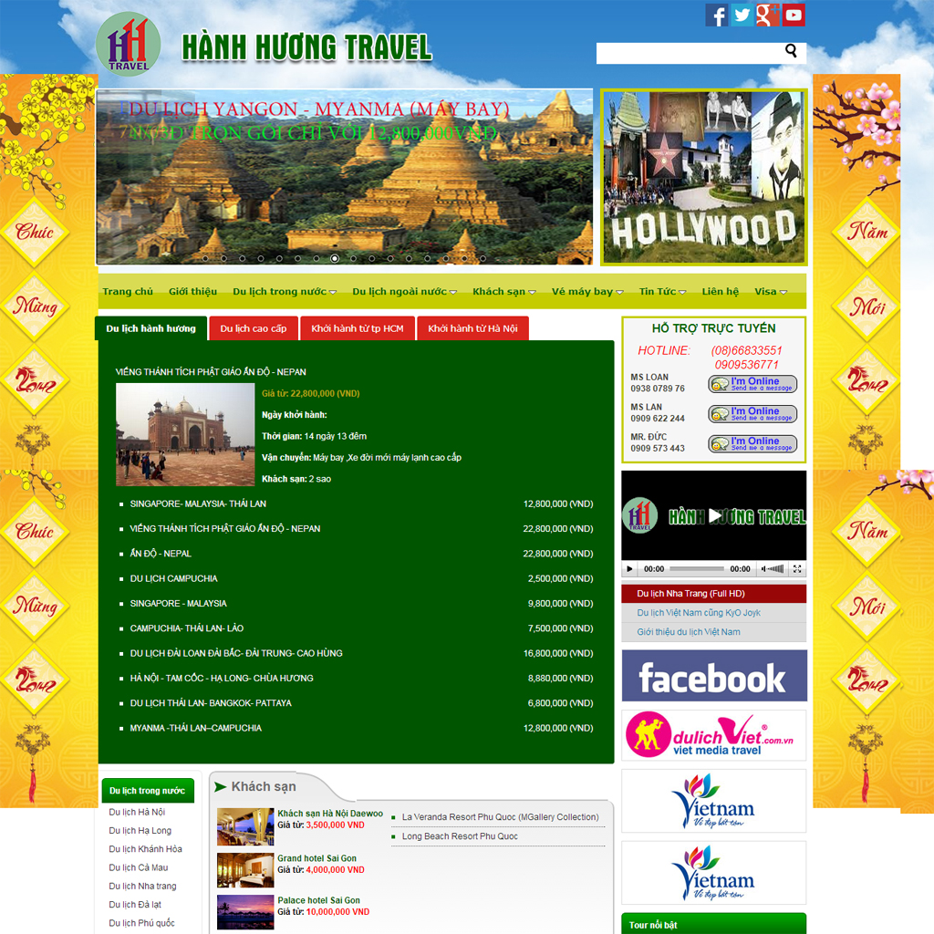 Thiết kế web du lịch công ty Hành Hương Travel