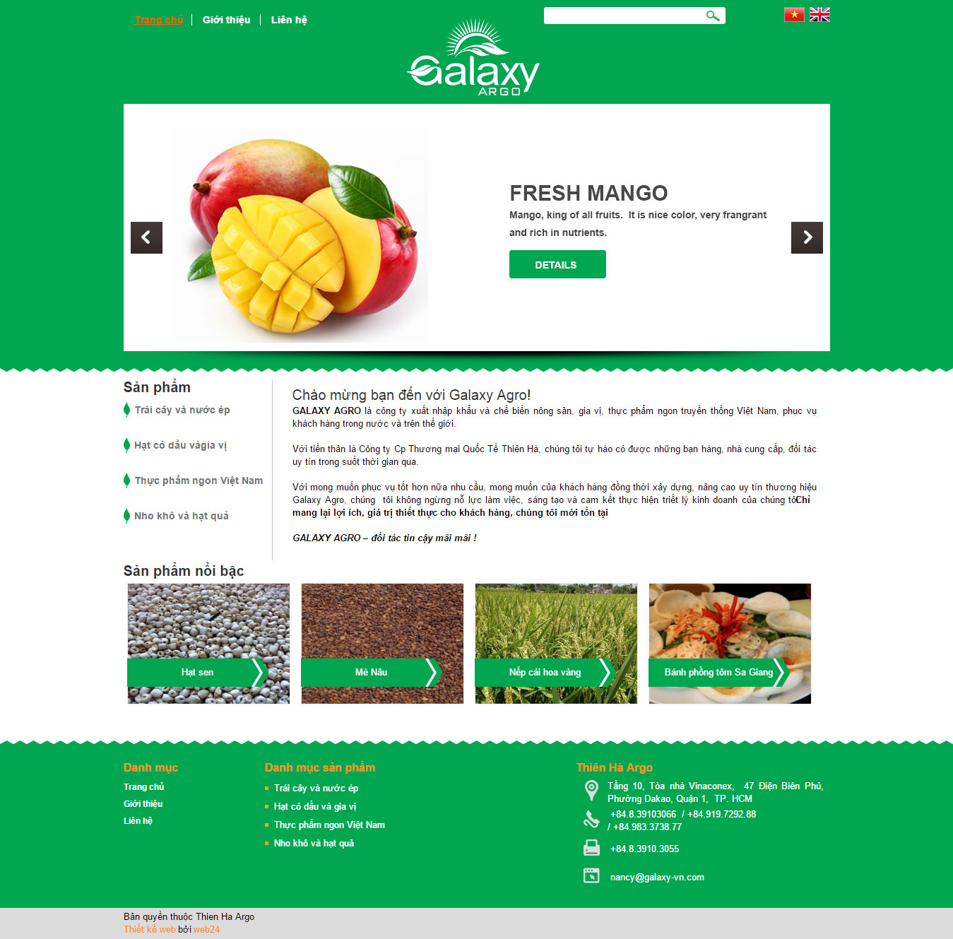 Thiết kế web nông sản Galaxy Agro