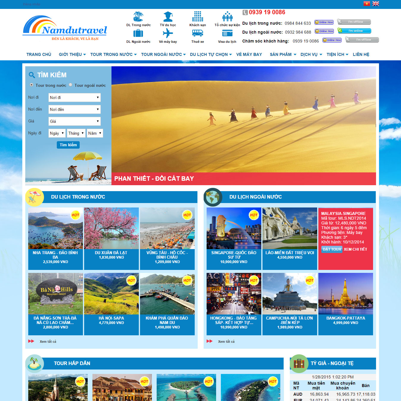 Thiết kế web du lịch Nam Du Travel
