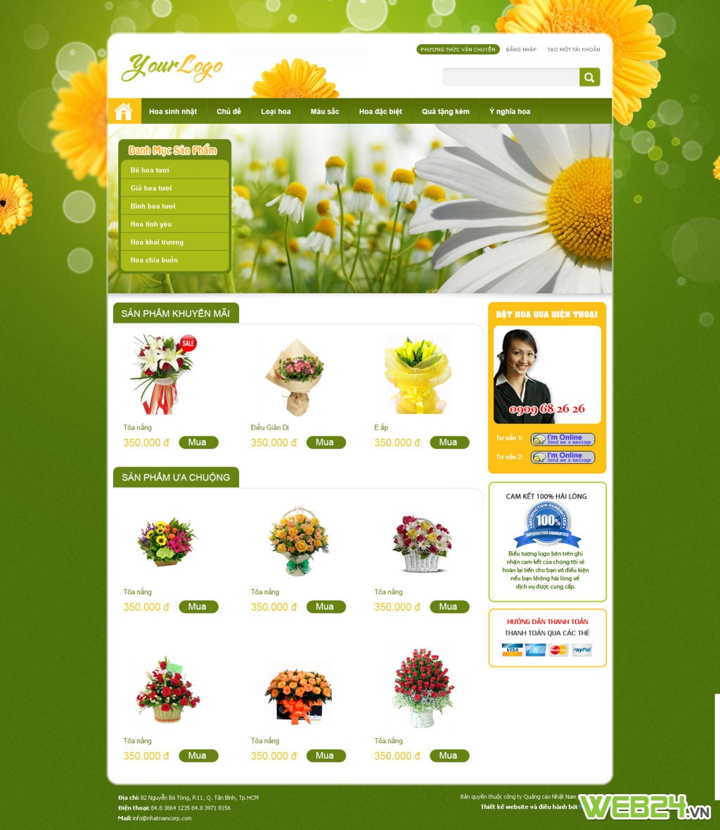 Mẫu webiste bán hoa tươi