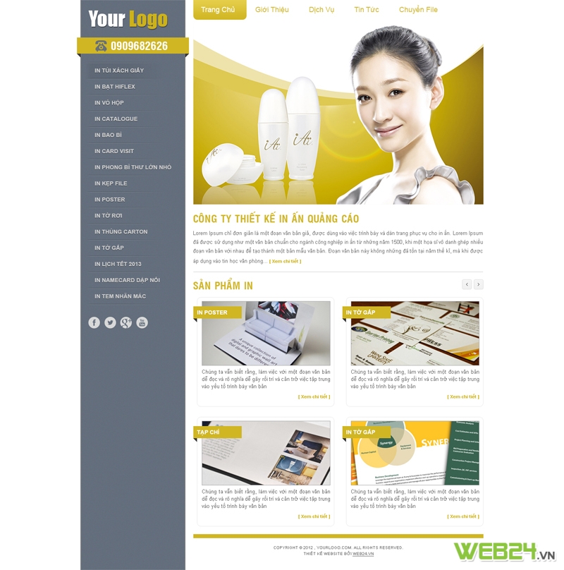 Mẫu website in ấn, thiết kế