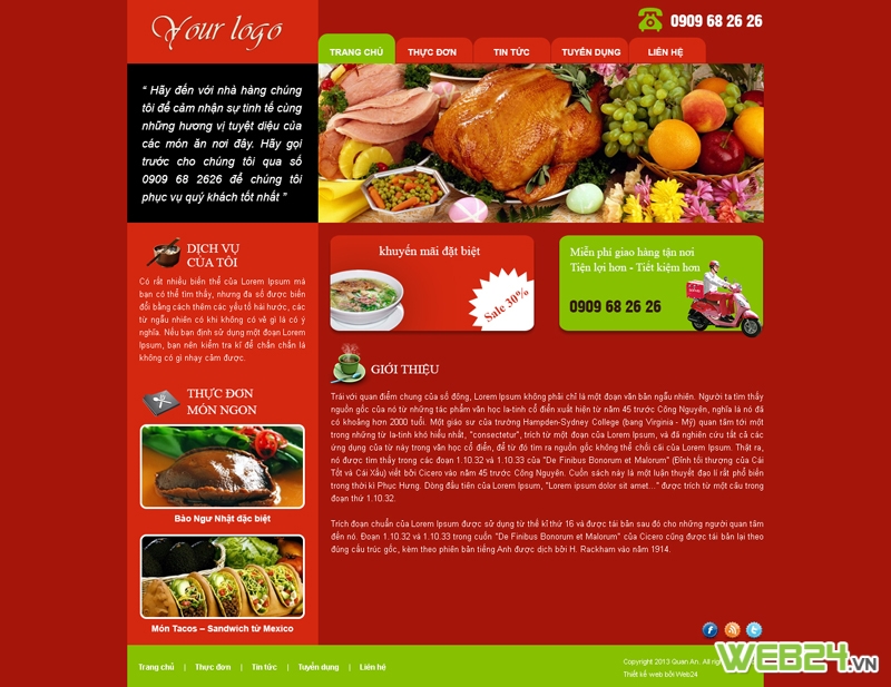 Mẫu website nhà hàng 02