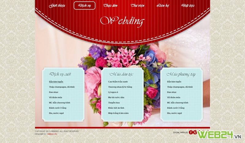Mẫu website dịch vụ tiệc cưới