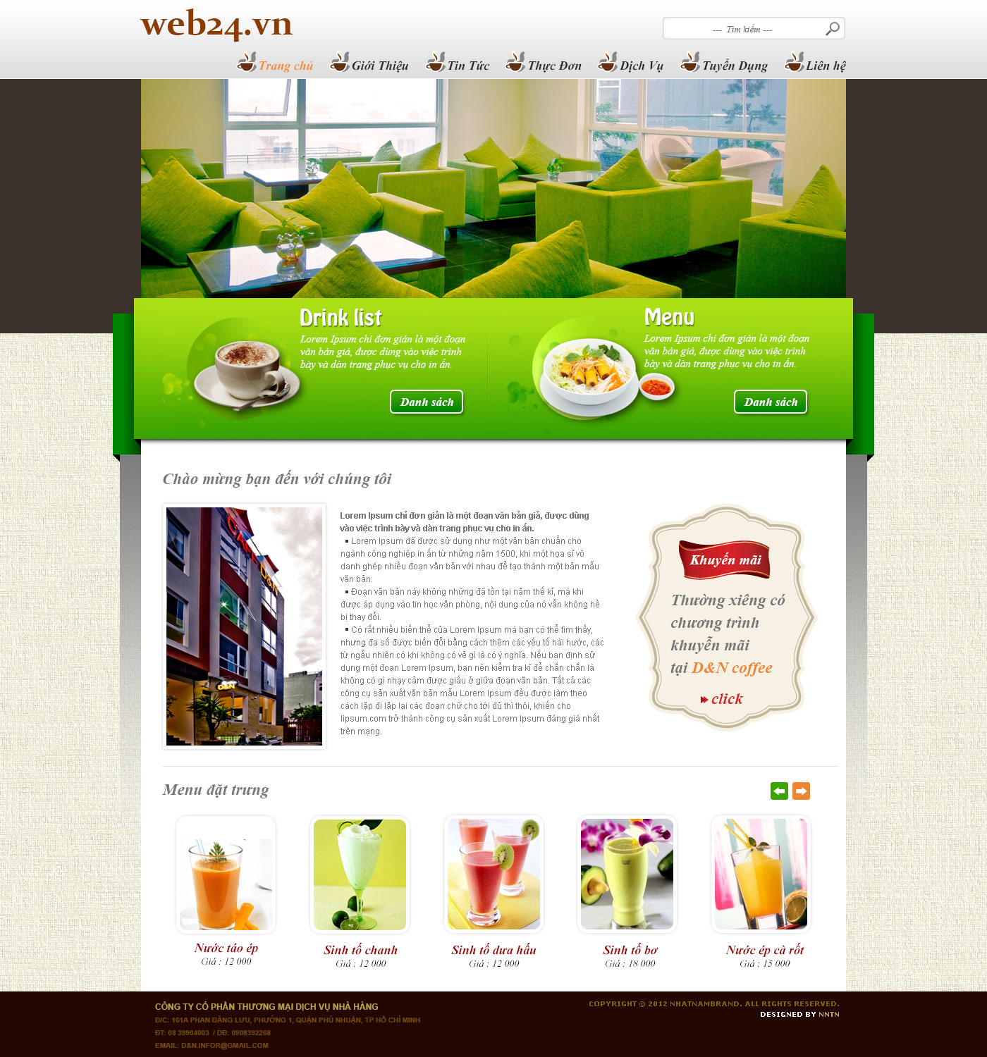 Mẫu website quán cafe