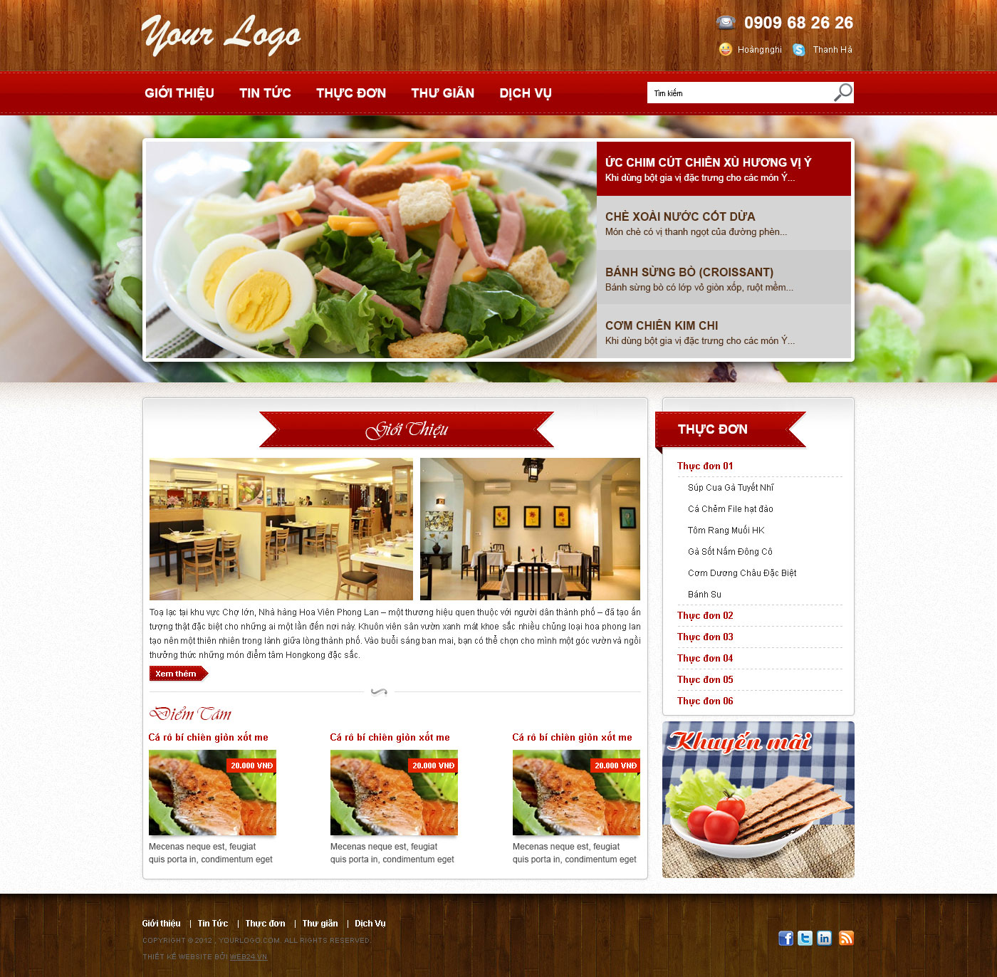 Mẫu thiết kế web nhà hàng 03