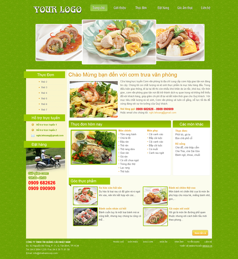 Website Quán ăn cơm trưa văn phòng