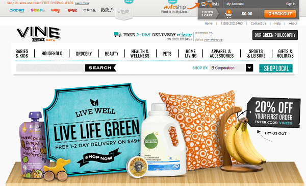 Amazon khai trương website chuyên bán các sản phẩm xanh - Vine.com
