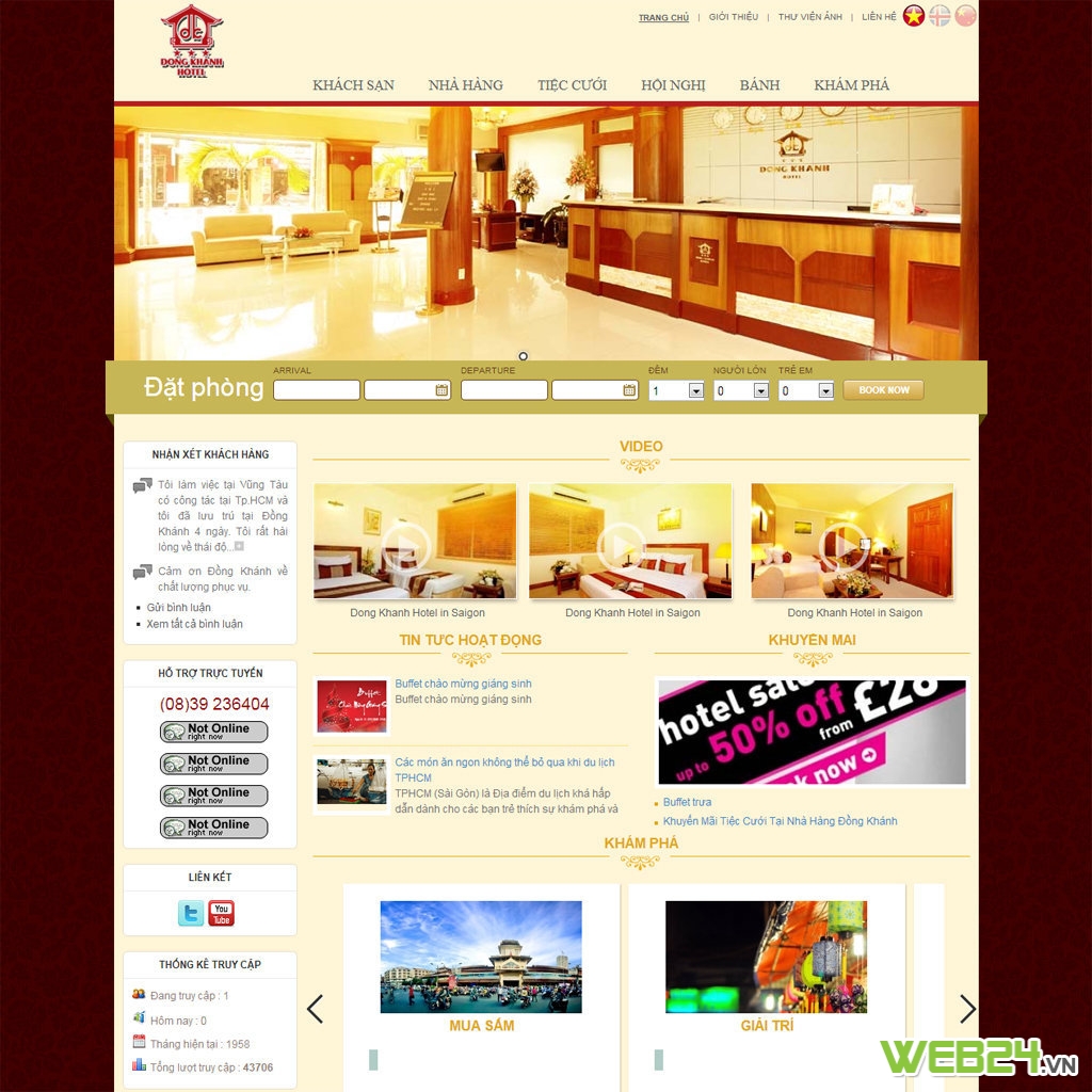 thiết kế web nhà hàng, thiết kế khách sạn, web nha hang, web khách sạn, web khach san