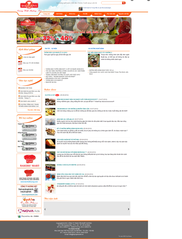 Thiết kế website trung tâm dạy nghề bánh Tân Nhất Hương