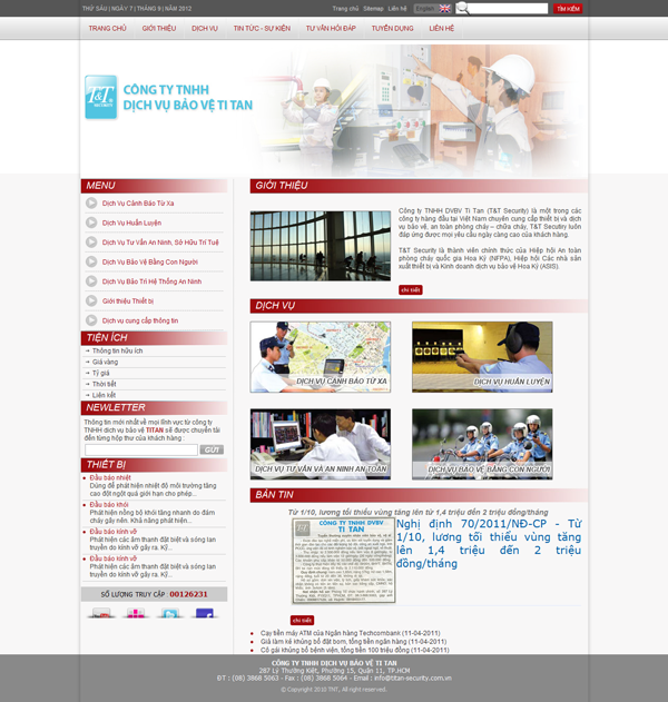 Thiết kế website dịch vụ bảo vệ công ty TI TAN