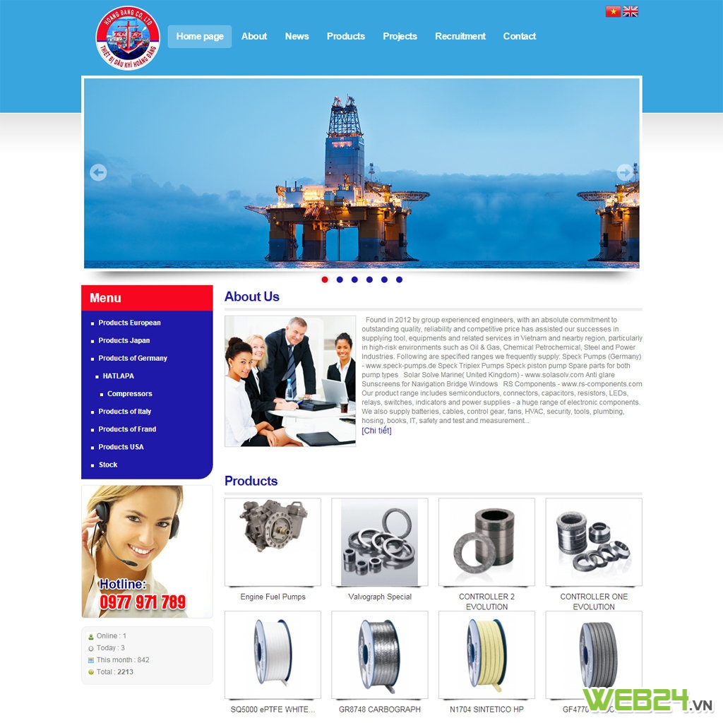 Thiết kế web công ty thiết bị dầu khí Hoàng Đăng