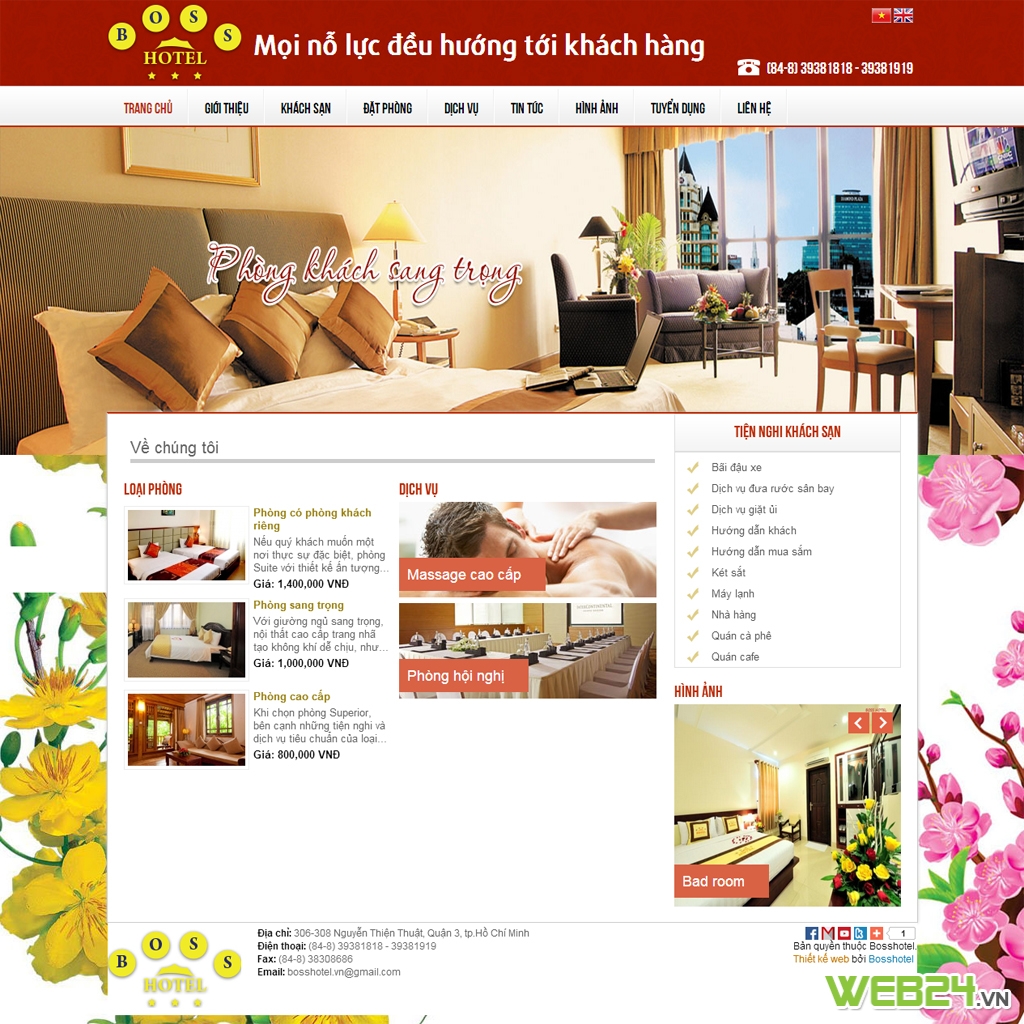 Thiết kế web nhà hàng - khách sạn BossHotel