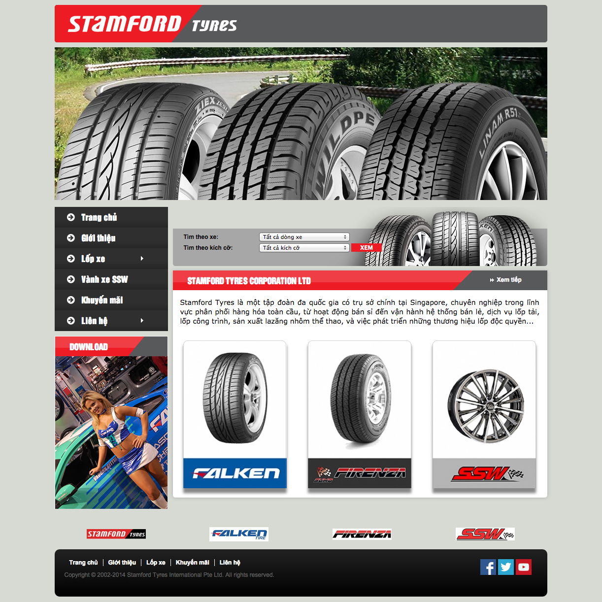Thiết kế web công ty vỏ xe Stamford Tyres Việt Nam