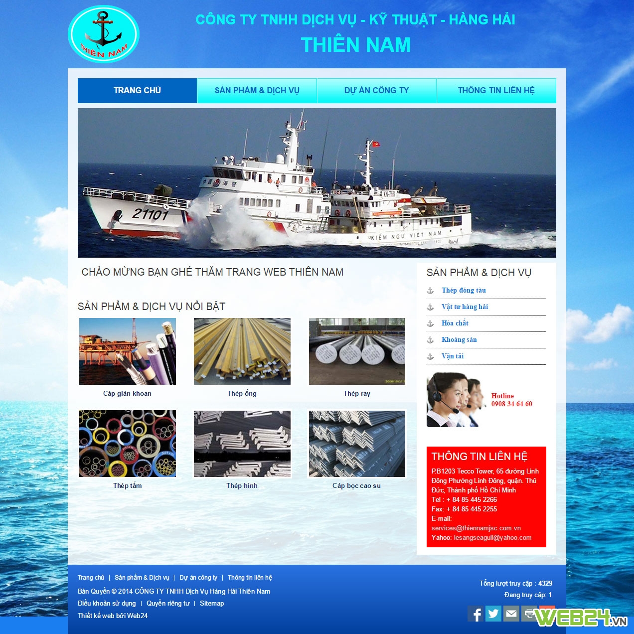 Thiết  kế web Công ty Dịch vụ - Kỹ thuật - Hàng hải Thiên Nam