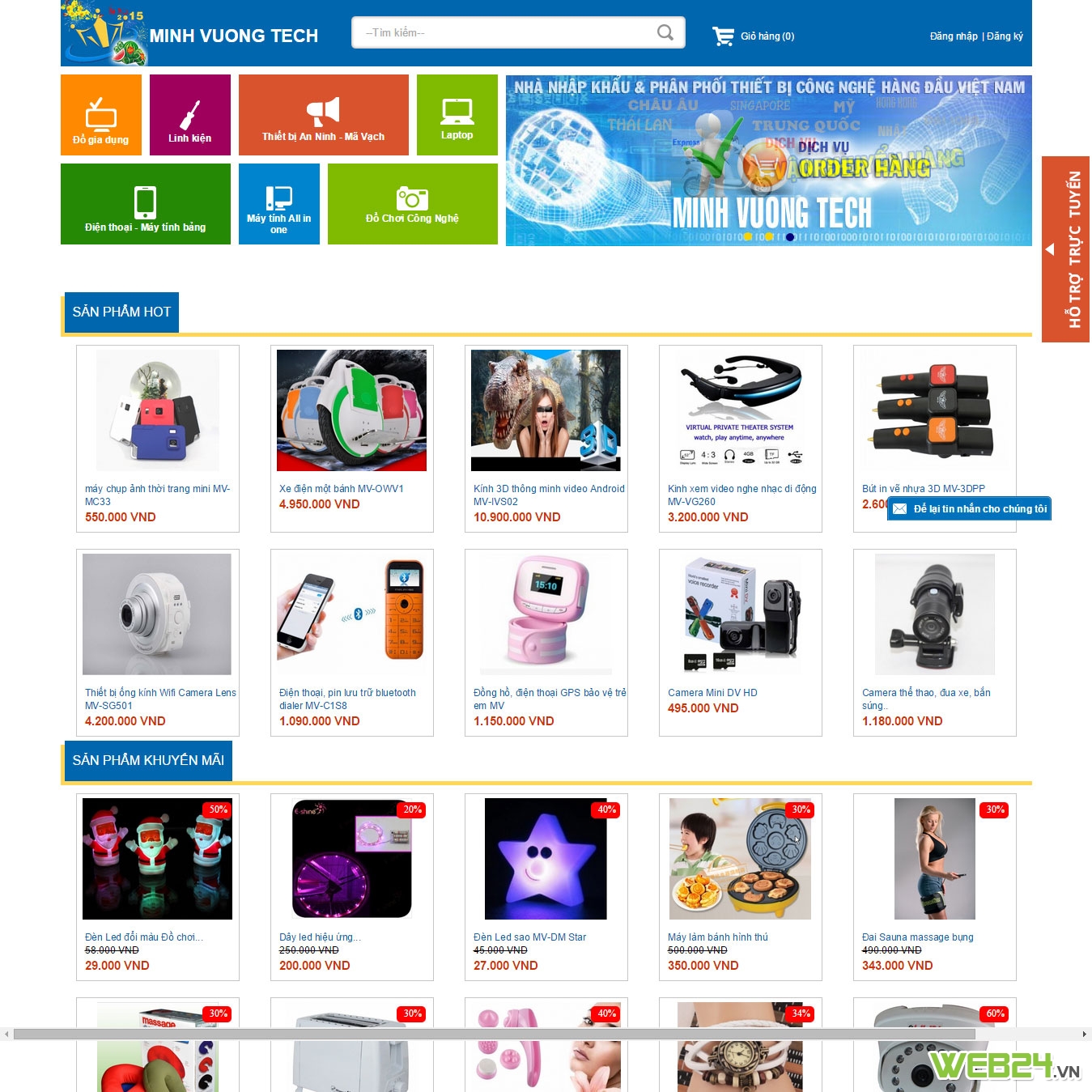 Thiết kế web thiết bị công nghệ Minh Vương TECH
