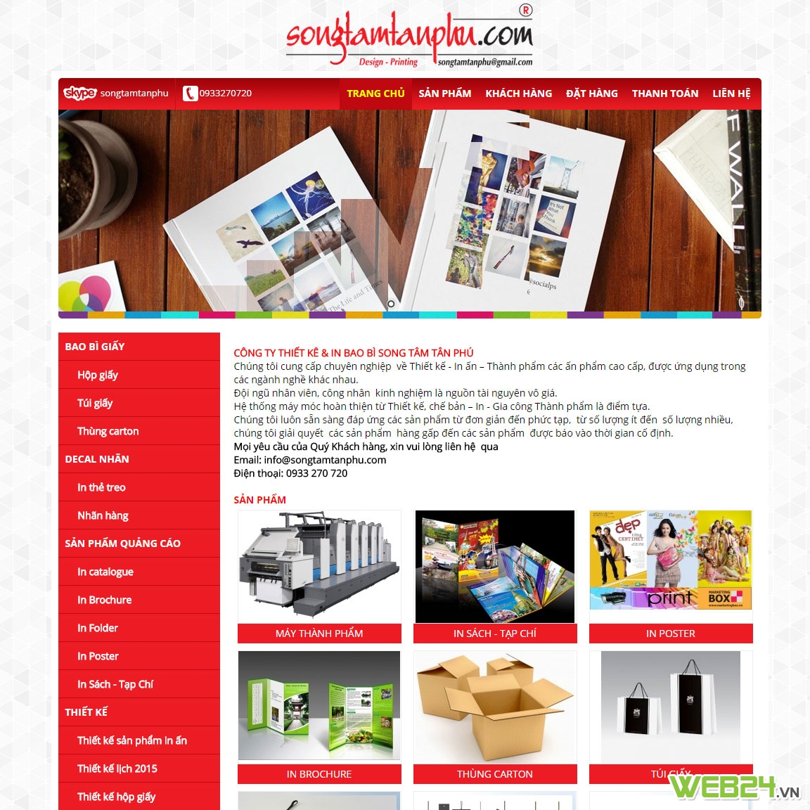 Thiết kế web Công ty thiết kế và in bao bì Song Tâm Tân Phú
