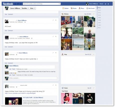 Timeline, Facebook, giao diện, New Zealand